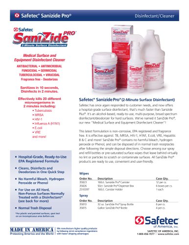 SaniZide Pro® Spray, 2-Minute Surface Disinfectant